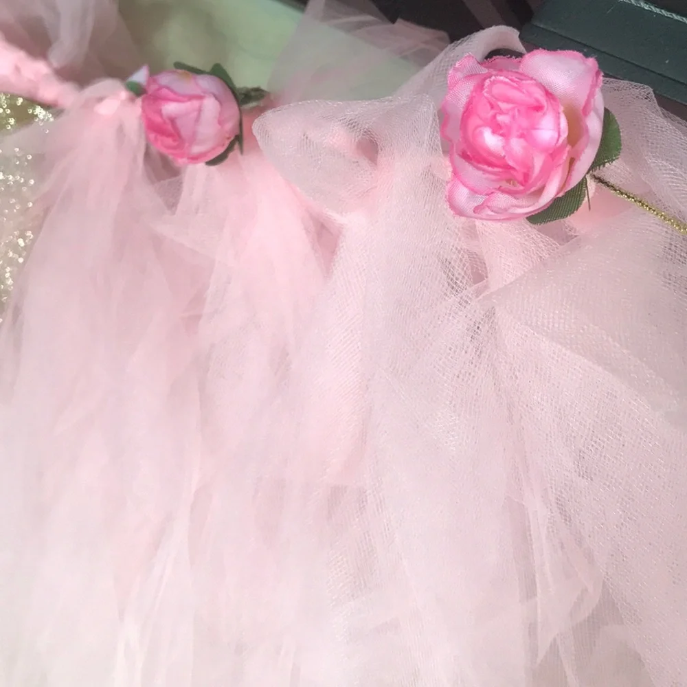 1/2 Year Birthday Girl Pink Floral Tulle High Chair Banner Decoration – Handmade